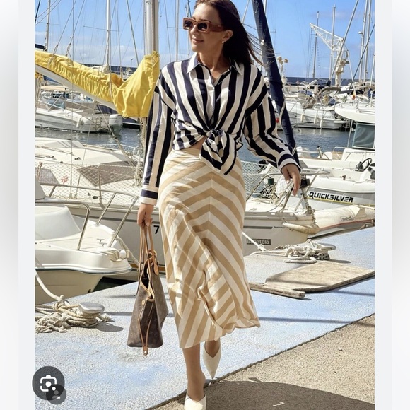 Zara NWT Linen Blend Midi Skirt - Picture 9 of 11